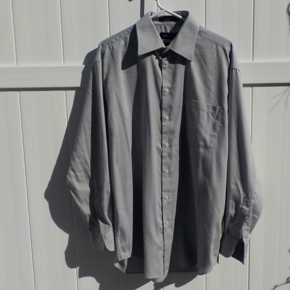 Claiborne Easy Care Men's Gray Long Sleeve Dress Shirt, Size Large